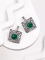 Серьги из серебра  с хризопразом 3549