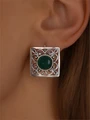 Серьги из серебра  с хризопразом 3549