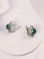 Серьги из серебра с хризопразом 3541