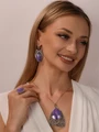 Серьги из серебра с чароитом 4281