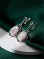 Серьги из серебра с лепидолитом зеркальным 4288