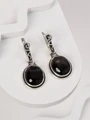 Серьги из серебра с соколиным глазом 4308