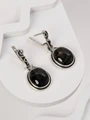 Серьги из серебра с соколиным глазом 4308