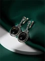 Серьги из серебра с соколиным глазом 4308