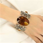 Браслет из серебра с янтарём 1527