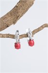 Серьги из серебра с кораллом и цирконом 2726