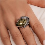 Кольцо из серебра с змеевиком 2499