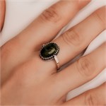 Кольцо из серебра с змеевиком 2673