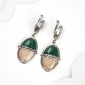 Серьги из серебра с малахитом и яшмой 2474