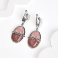 Серьги из серебра с родонитом и тулитом 2483