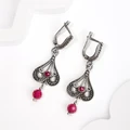 Серьги из серебра с рубином 2557