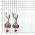 Серьги из серебра с рубином 2557