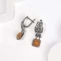 Серьги из серебра с медовым кварцем 2582
