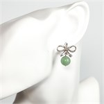 Серьги из серебра с нефритом и цирконом 2655