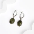Серьги из серебра с змеевиком 2672