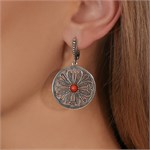 Серьги из серебра с кораллом 2578