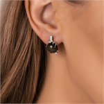 Серьги из серебра с обсидианом Gold и цирконом 2721 - фото 7554