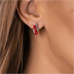 Серьги из серебра с кораллом и цирконом 2728 - фото 7578