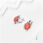 Серьги из серебра с розовым кораллом и цирконом 2733