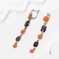 Серьги из серебра с оранжевым кораллом и раух-топазом 2736
