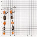 Серьги из серебра с оранжевым кораллом и раух-топазом 2736 Серьги из серебра с оранжевым кораллом и раух-топазом 2736