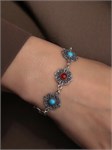 Браслет из серебра с бирюзой и сердоликом 2828 - фото 7795