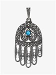 Кулон из серебра с бирюзой рука Фатимы 2023
