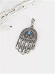 Кулон из серебра с бирюзой рука Фатимы 2023