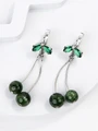 Серьги из серебра со змеевиком и цирконом 2999