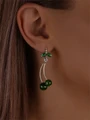 Серьги из серебра со змеевиком и цирконом 2999