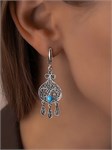 Серьги из серебра с бирюзой и филигранью 2776