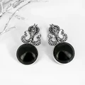 Серьги из серебра с агатом 1159